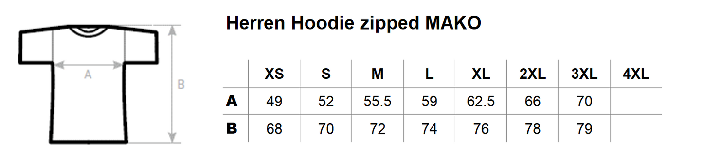 Herren Hoodie zipped MAKO